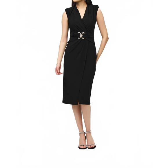 blue dress for baby girl Joseph Ribkoff Viscose Shirt Dress with Contrast Piping and Sash 261944